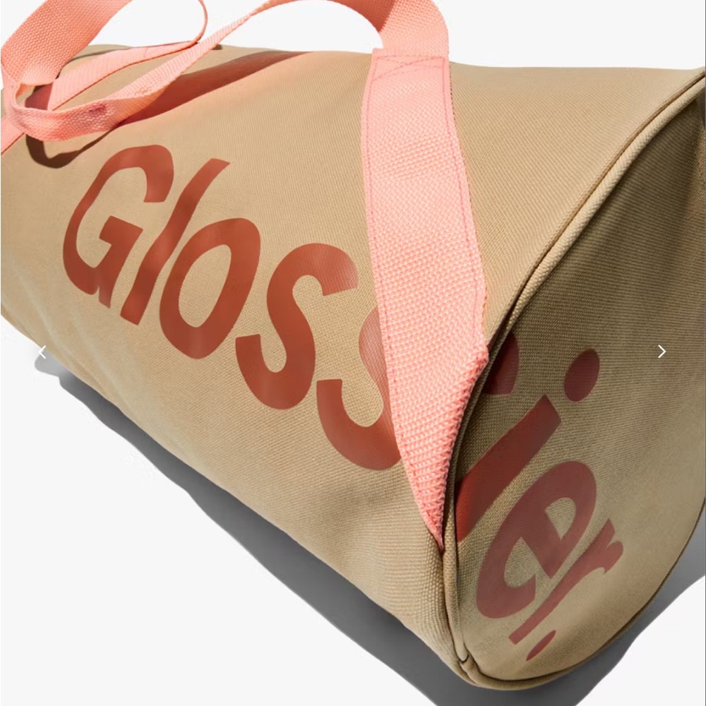 Glossier Duffel Bag Sealed Brown Pink Desert Rose Zip Canvas Brand New